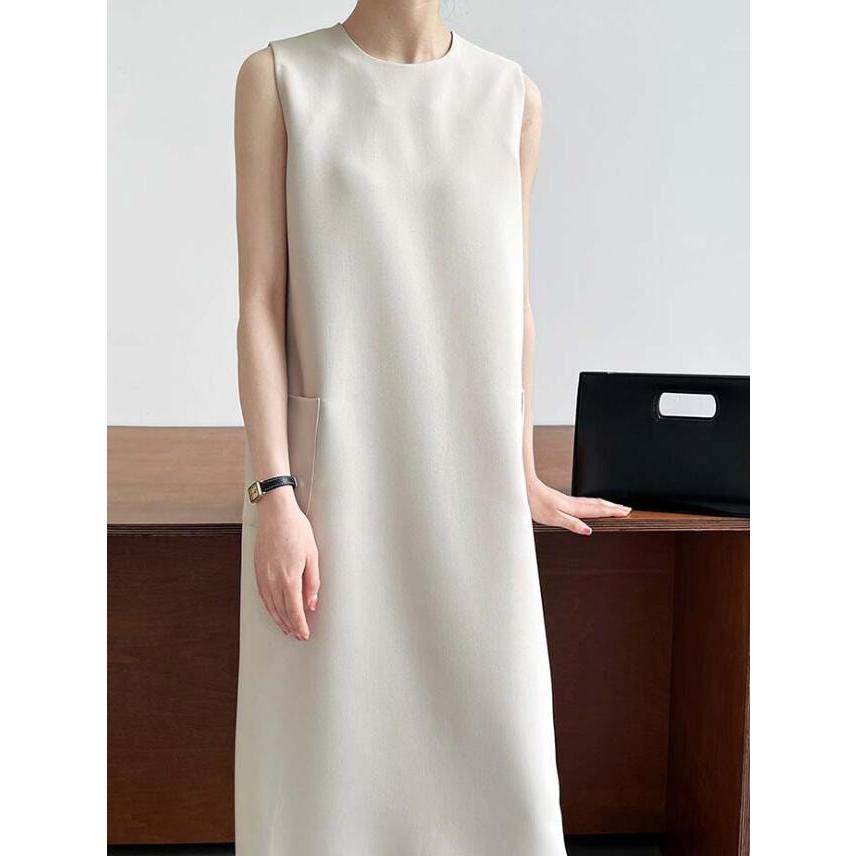 即納 ワンピース 春 夏 レディース ノースリーブ ロング丈 Iライン