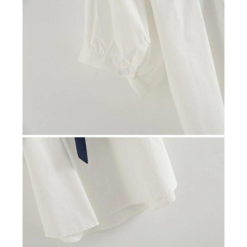 セーラーカラー シャツ ブラウス レディース 半袖 綿100% tシャツ 無地