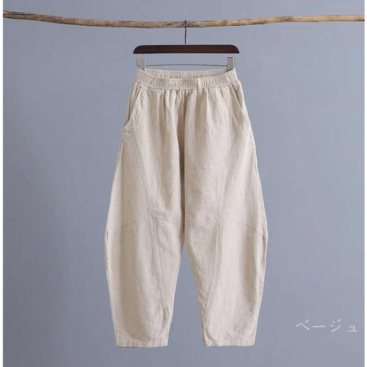 リネンパンツ バルーンパンツ 麻パンツ ロングパンツ ワイド