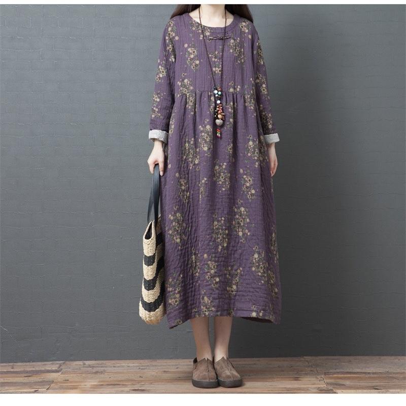 ロングワンピース 秋 長袖 綿麻混ん 花柄 Aラインワンピース ゆったり お洒落 体型カバー 秋ワンピース 母親 きれいめ 可愛い 通勤 旅 30代 40代 Ll Ab 0128 Youdear 通販 Yahoo ショッピング
