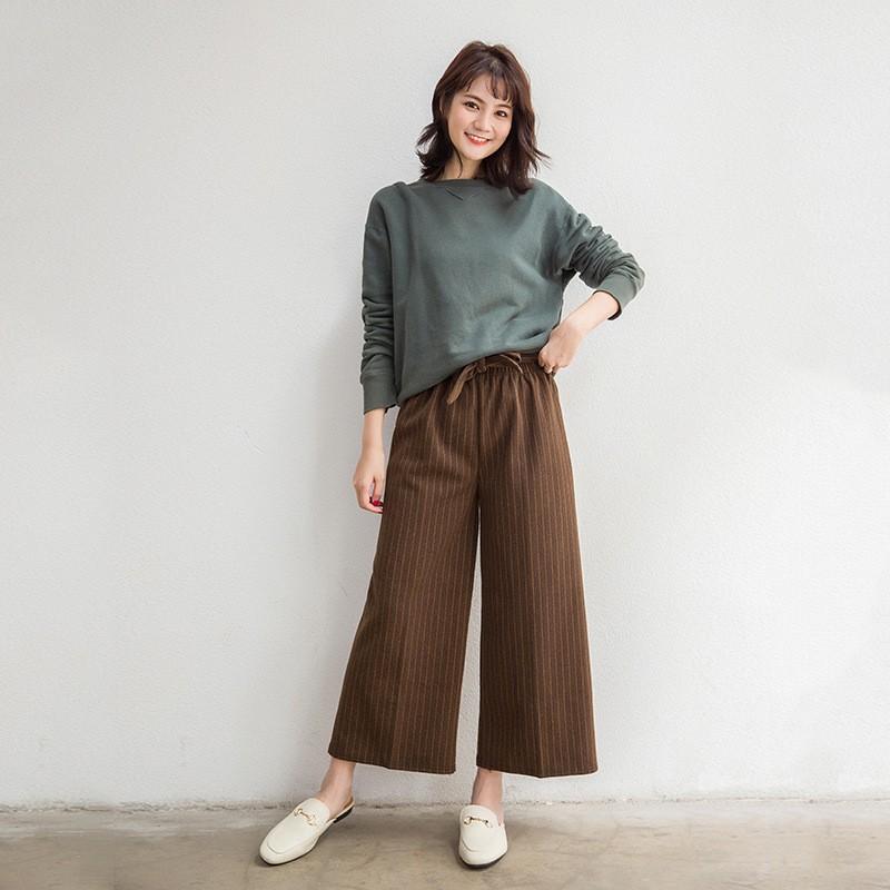 ガウチョパンツ風 ワイドパンツ レデース 秋 九分丈 ガウチョパンツ ボトムズ ラシャ風