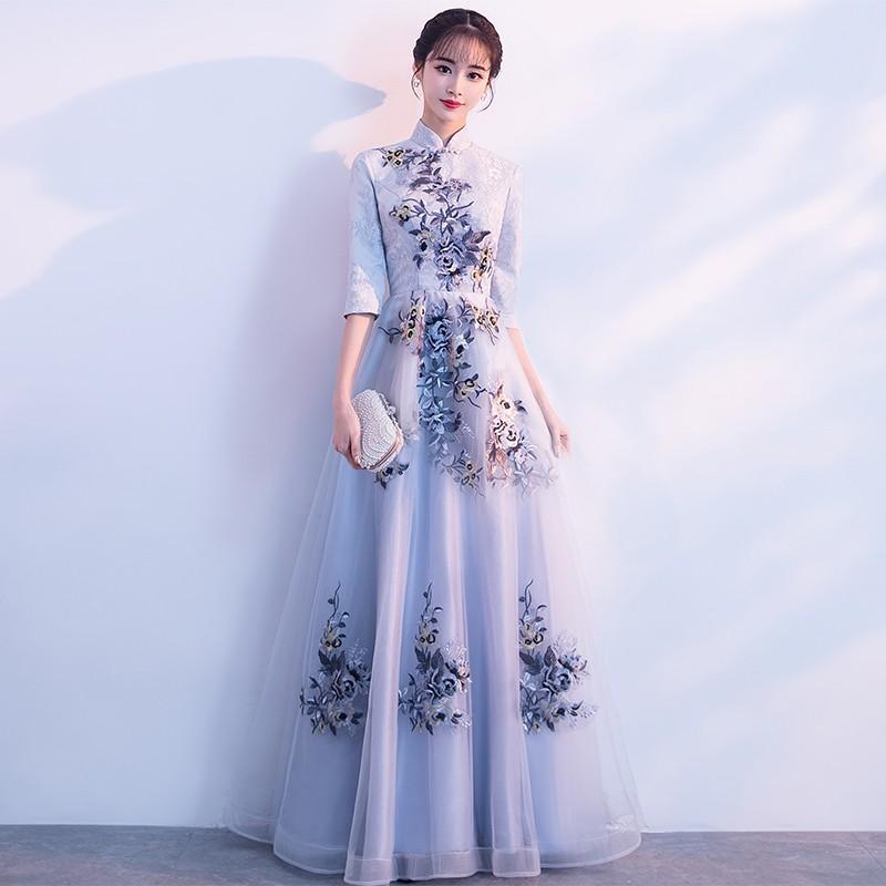 パーティードレス ロング丈 結婚式ドレス マキシ丈 袖あり パーティードレス ロング丈 結婚式ドレス マキシ丈 袖あり