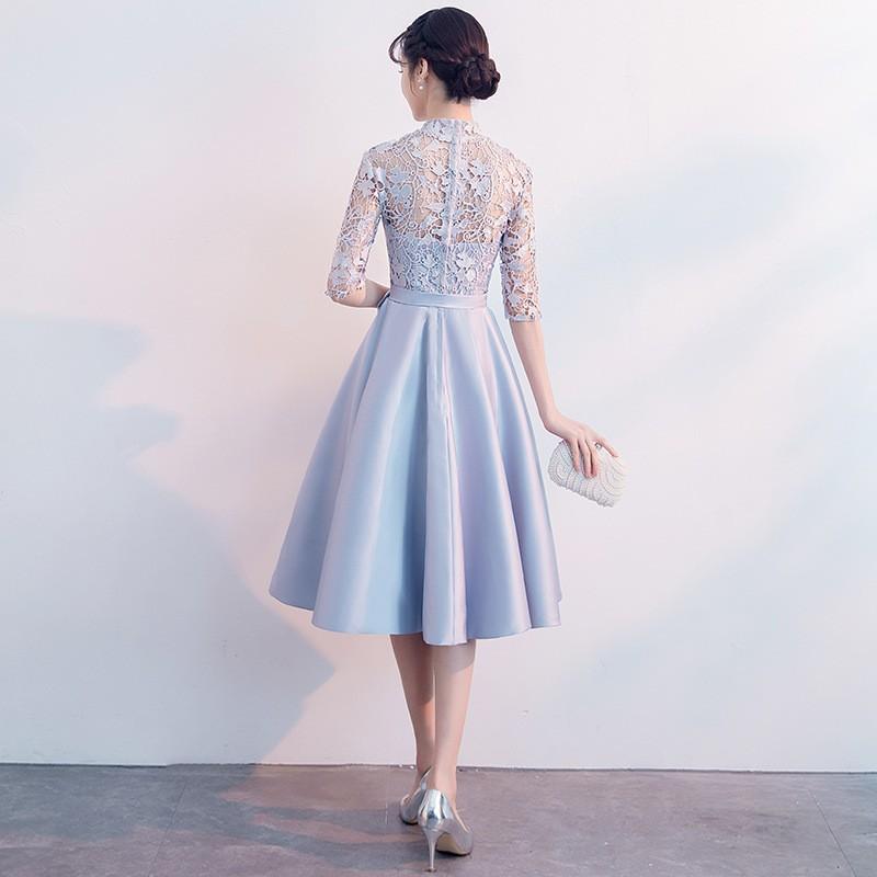 パーティードレス 20代 袖あり 結婚式 ワンピース ドレス aライン