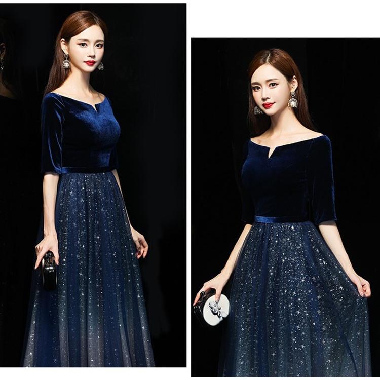 ロングドレス 演奏会 結婚式 ドレス 袖あり マキシ丈 aライン パーティードレス フォーマル ピアノ 発表会 二次会 ウェディング 花嫁 上品 大人 高級 紺 在庫処分 ロングドレス 演奏会 結婚式 ドレス 袖あり マキシ丈 aライン