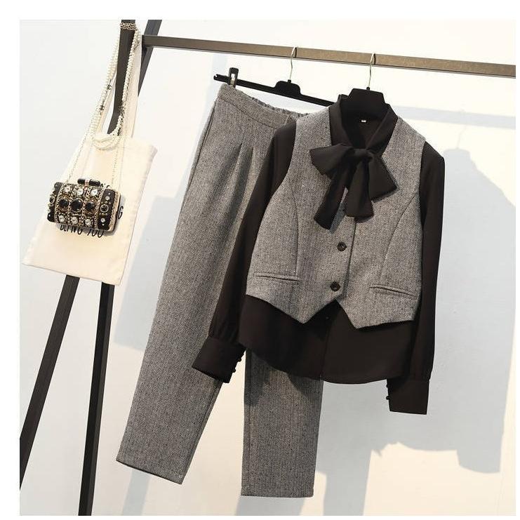 3点セットアップ セットアップ レディース 上下セット シャツ ベスト