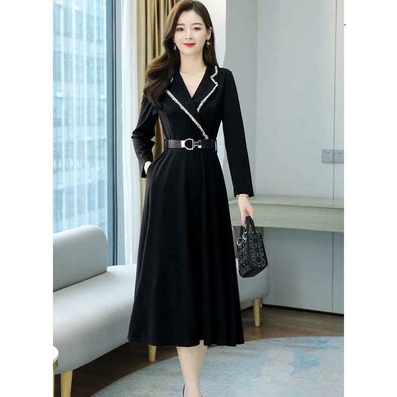 ワンピース レディース きれいめ フォーマル ロングワンピース ドレス 長袖 Aラインシャツワンピース パーティー ベルト付き 秋 冬 通勤上品 OL ワンピース レディース きれいめ フォーマル ロングワンピース 長袖 v