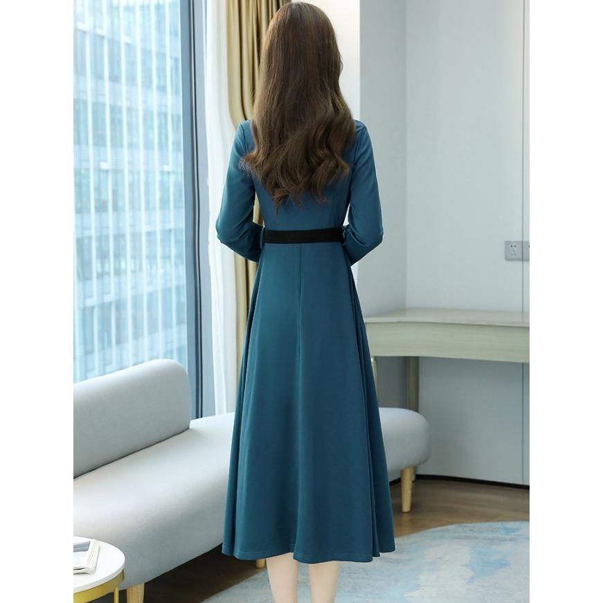 ワンピース レディース きれいめ フォーマル ロングワンピース 長袖 v