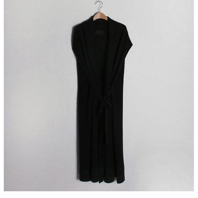 ロングジレ レディース ニット ジレベスト ロングベスト 前開き ニット