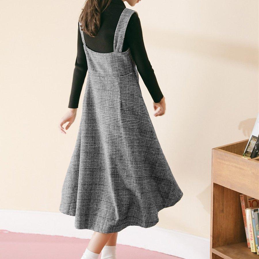 ワンピース レデイーズ 秋 チェック柄 秋冬 大人 ジャンパースカート