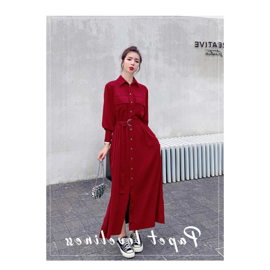 美品　PATOU 長袖 マキシ丈 シャツフレアワンピース 34 ピンク 美品 PATOU 長袖 マキシ丈 シャツフレアワンピース 34 ピンク