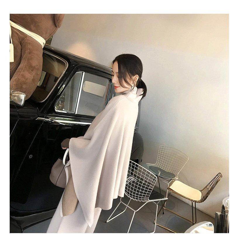 セットアップ レディース 40代 秋冬 長袖 マントプルオーバー 黒