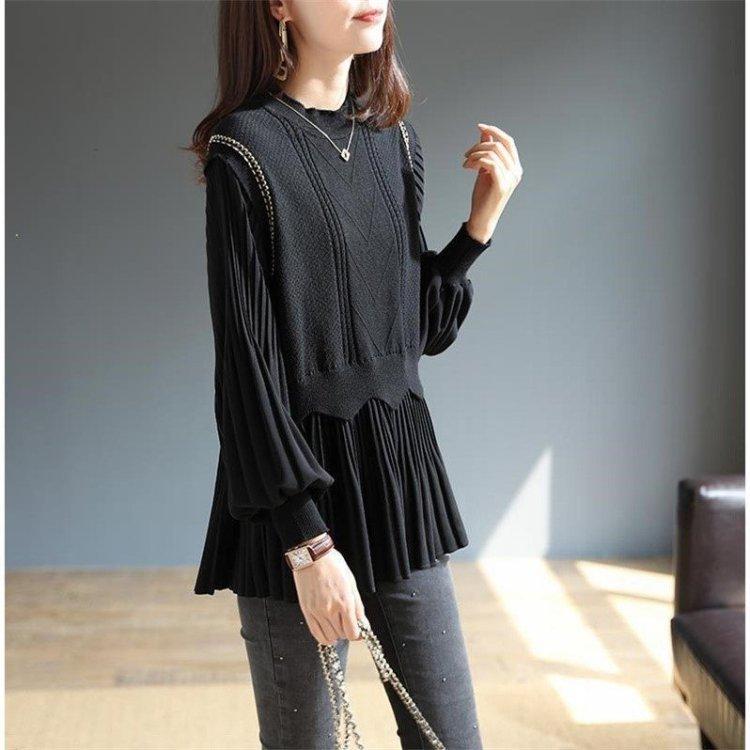 ニットセーター レディース 秋冬 40代 切り替え トップス 長袖  