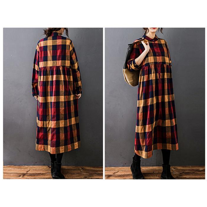 フォーティーファイブアール　チェック　ワンピース　ロング　シャツワンピース　綿 シャツワンピース ワンピース レディース 40代 春 夏 長袖 ロング