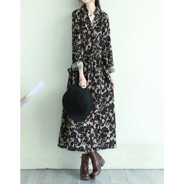 シャツワンピース 長袖 レディース 花柄 春 ロングワンピース シャツワンピース 長袖 レディース 花柄 春 ロングワンピース