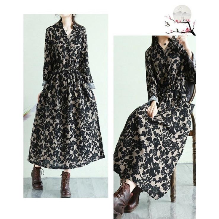 シャツワンピース 長袖 レディース 花柄 春 ロングワンピース シャツワンピース 長袖 レディース 花柄 春 ロングワンピース