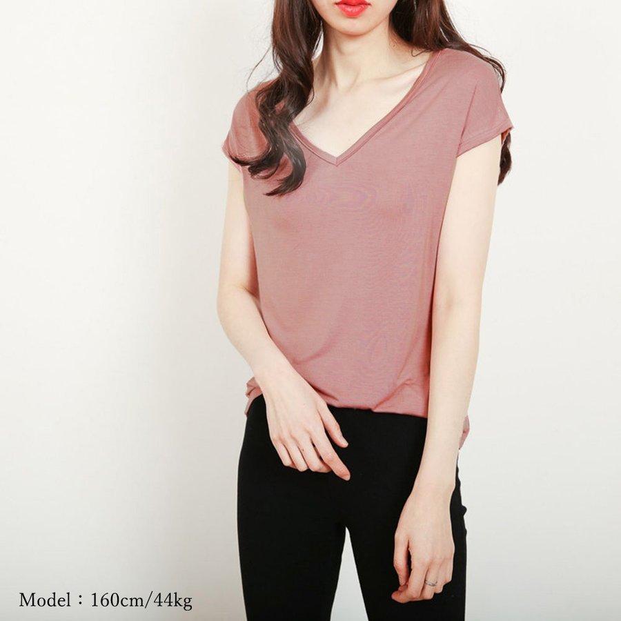 tシャツ レディース カットソー フレンチスリーブ vネック