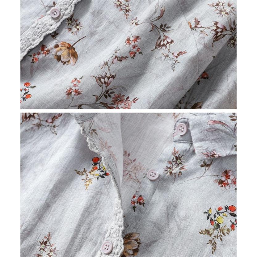 D ユニ yuni ブラウス シャツ トップス 花柄 刺繍 長袖 コットン 夏 シャツ 刺繍 長袖 レディース 夏 トップス ブラウス 花柄 綿 シャツ