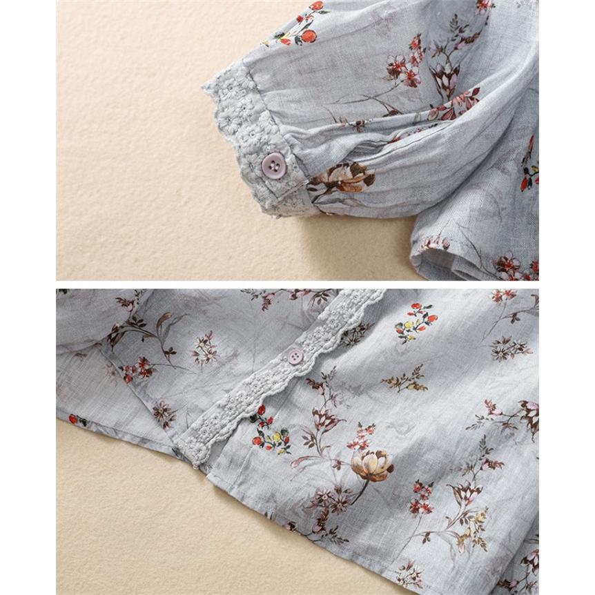 花柄 ブラウス パフスリーブ おしゃれ 長袖 シャツ 大人 上品 春 夏 レディース トップス スタンドカラー バルーン袖 大人 可愛い ブラウス レディース 長袖ブラウス 春夏新作 オフィスブラウス