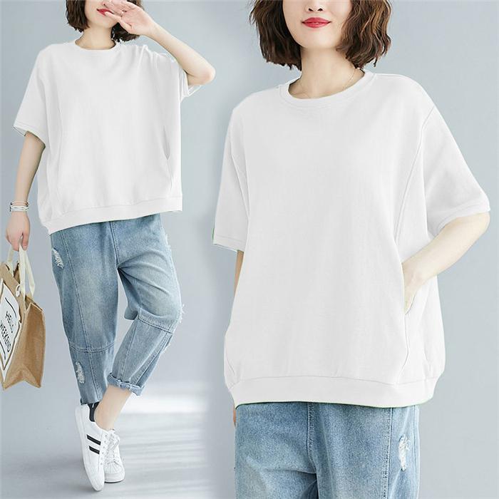 レディース トップス Tシャツ 半袖 Uネック ストレート 薄手 かわいい 大人可愛い シンプル カジュアル おしゃれ ラフ ガーリー 存在感 ラブリー キュート レディース トップス Tシャツ 半袖 Uネック ストレート