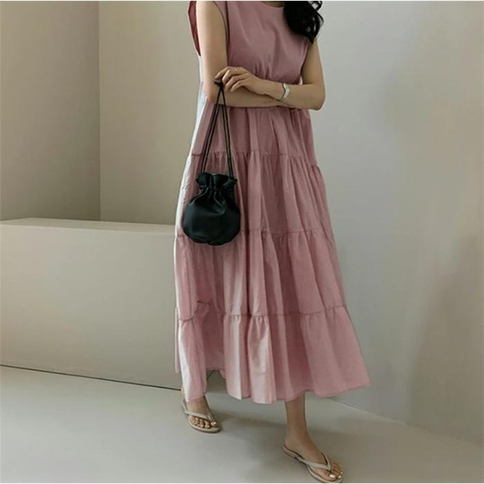 ワンピース レディース 夏 ノースリーブ ロングワンピース マキシ丈