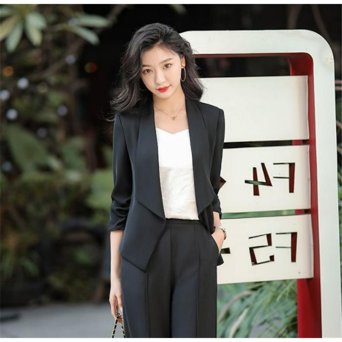 テーラードジャケット レディース 40代 七分袖 スーツジャケット 黒