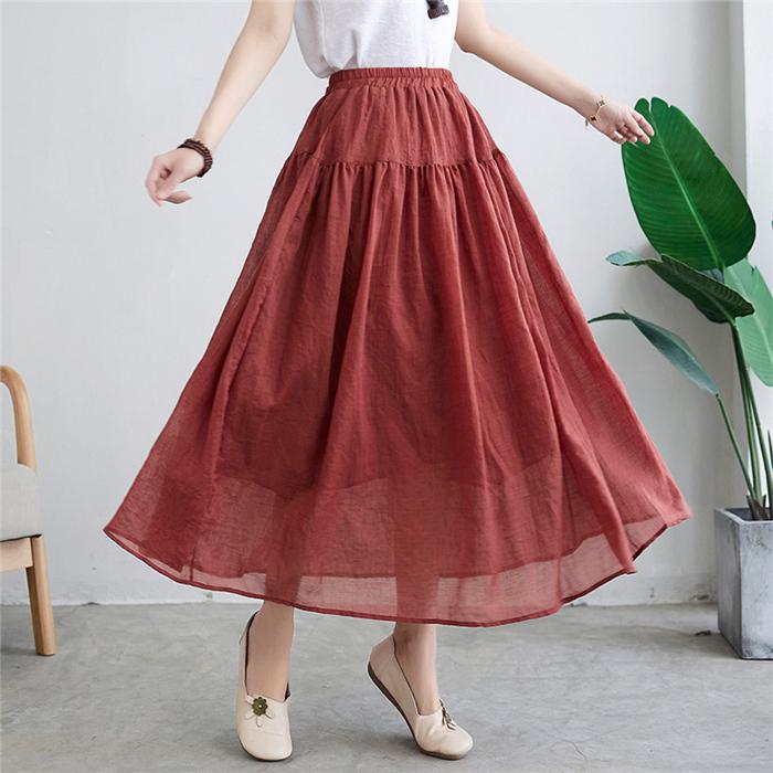 スカート レディース フレア ロングスカート 無地 ウエストゴム