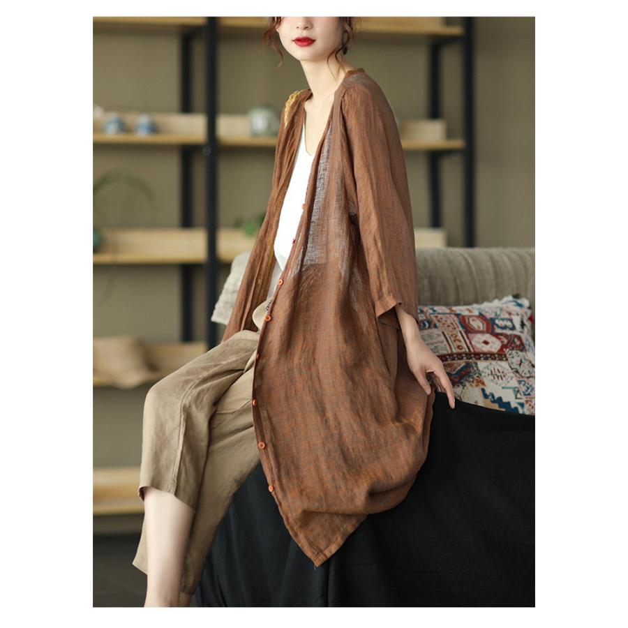 ロングカーディガン レディース 春夏 カーディガン UVカット ロング丈