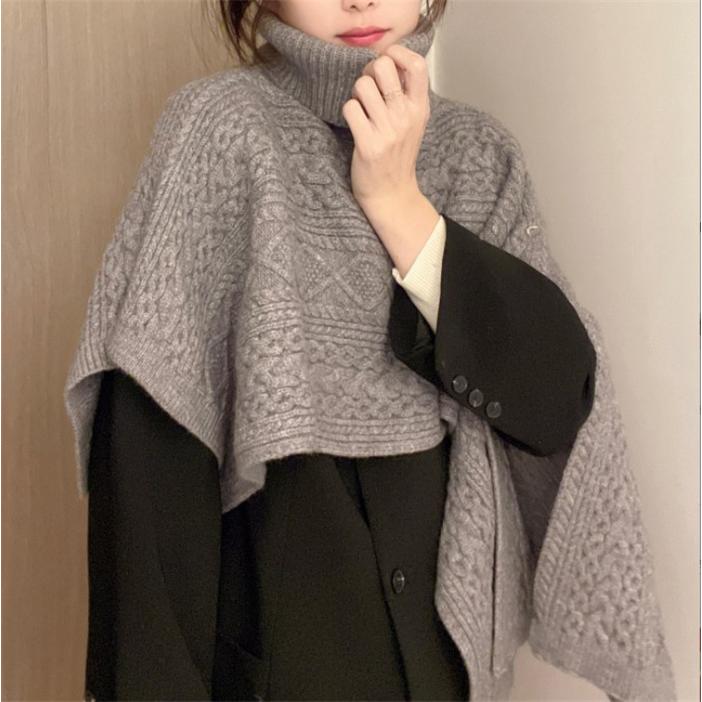 ポンチョ レディース 冬 ケープ コート ケーブル編み ニット ポンチョ レディース 冬 ケープ コート ケーブル編み ニット