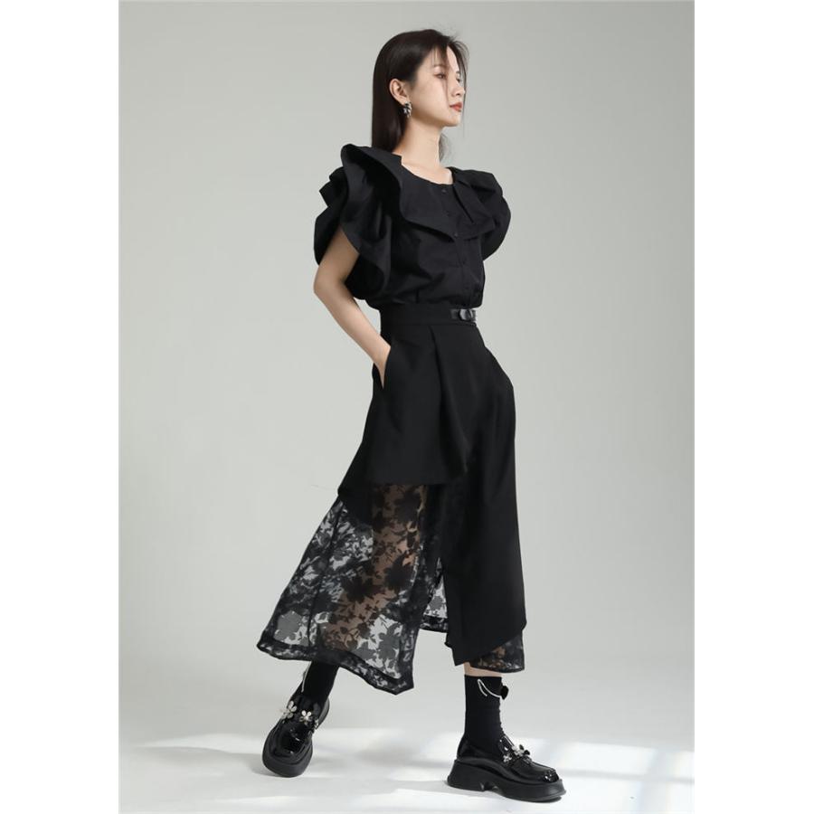 スカート ロングスカート レディース 春夏 イレギュラー レース a