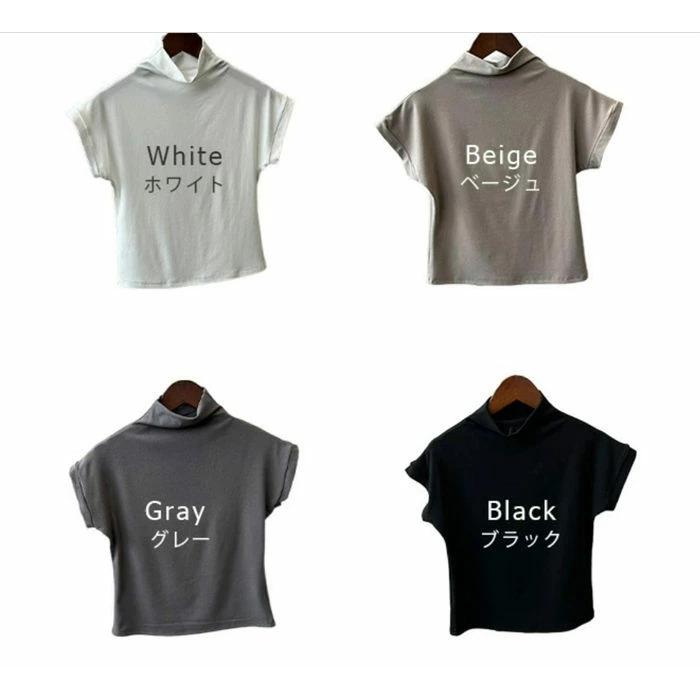 Tシャツ レディース フタートルネック tシャツ ハイネック 半袖 Tシャツ レディース フタートルネック tシャツ ハイネック 半袖