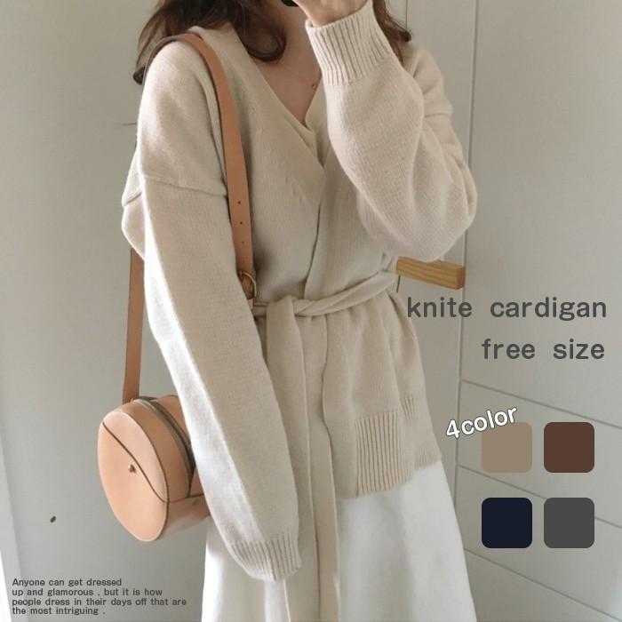 ベルト付き カーディガン レディース ニット ニットカーディガン 長袖 セーター トップス アウター 羽織り カーデ 可愛い Vネック ゆったりめ Wj 0013 Youdear 通販 Yahoo ショッピング