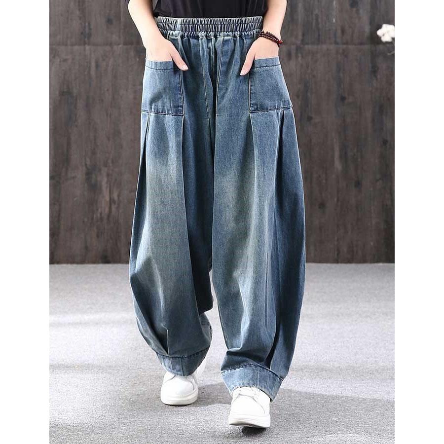 サルエルパンツ デニムパンツ コクーンデニム サーカスパンツ パッチ