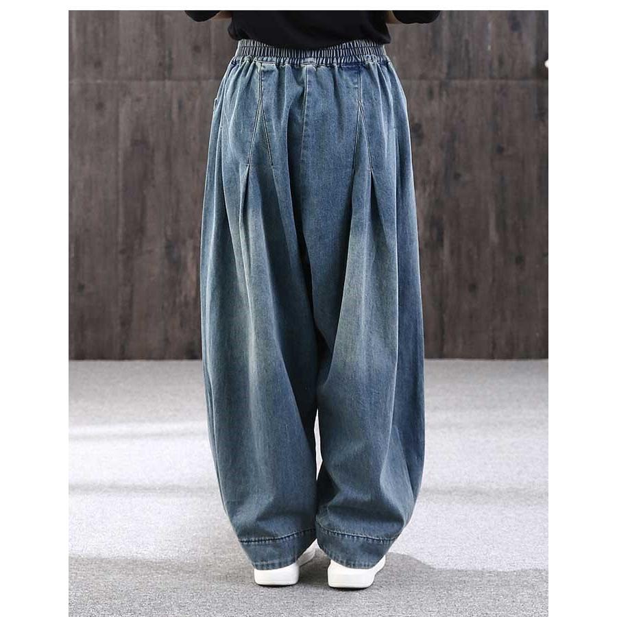 サルエルパンツ デニムパンツ コクーンデニム サーカスパンツ パッチ