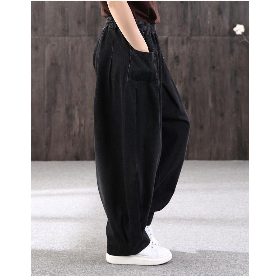 サルエルパンツ デニムパンツ コクーンデニム サーカスパンツ パッチ