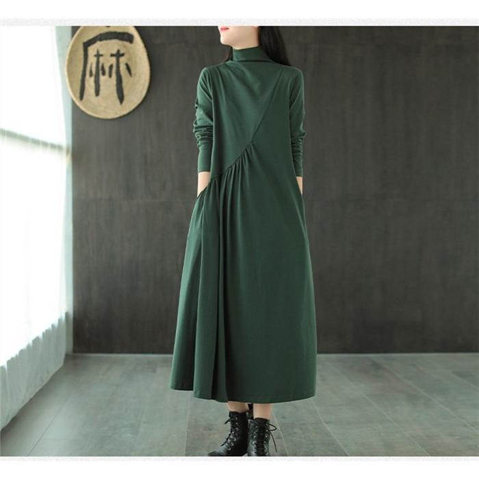 ロングワンピース レディース ワンピース 長袖 秋 冬 ロング丈 体型カバー ハイネック ゆったり カジュアル 大人 着痩せ 30代40代50代 秋 冬 上品 Xd Ba 0015 Youdear 通販 Yahoo ショッピング