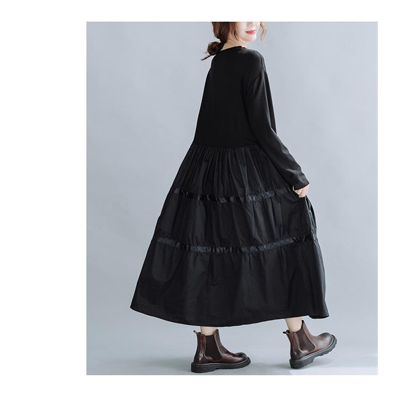 ワンピース ロングワンピ ロングワンピース レディース チュニック ロング丈 ブラックワンピース 大きいサイズ 長袖 ゆったり おしゃれ きれいめ 体型カバー Xd 0043 Youdear 通販 Yahoo ショッピング