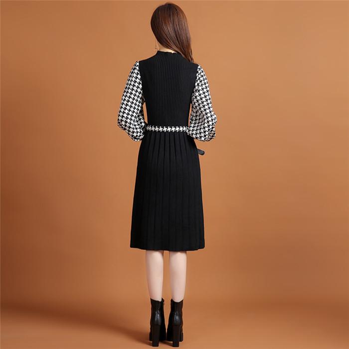 ニットワンピース バイカラーワンピース 長袖 体型カバー レディース