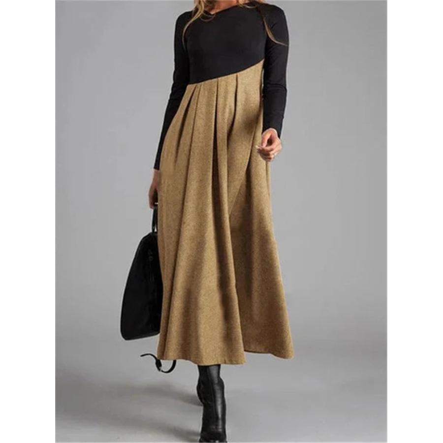 ロングワンピース レディース ワンピース ロング丈 秋 冬 バイカラー