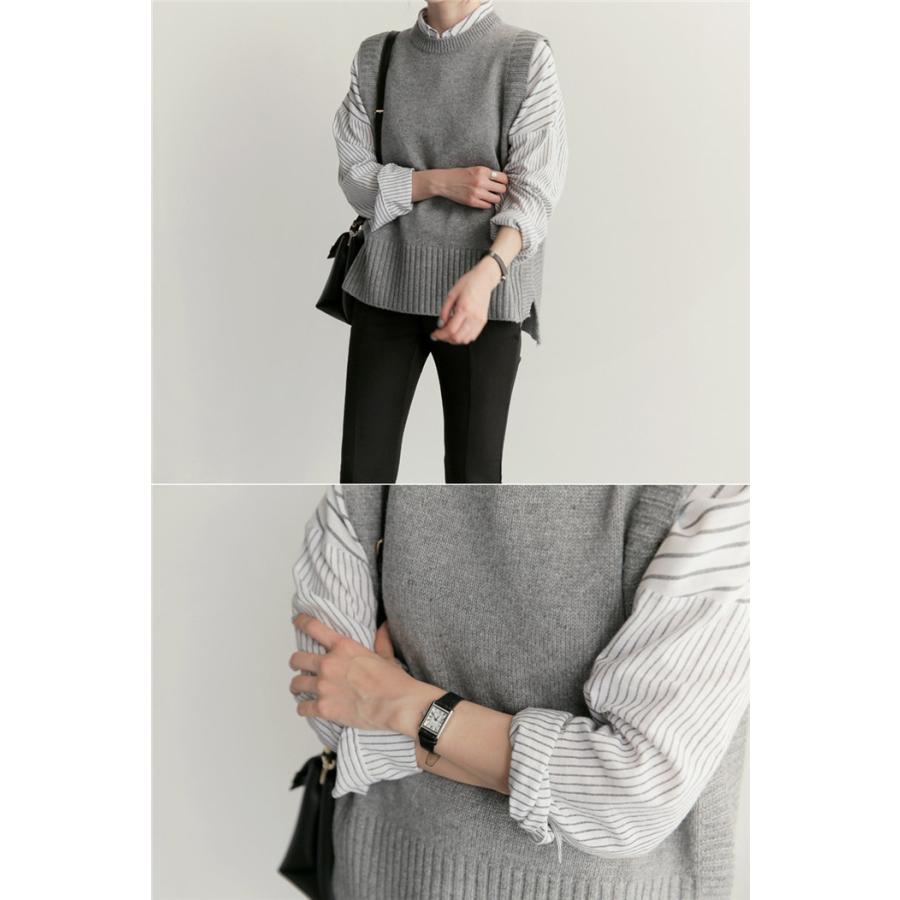 ニットベスト レディース 秋 冬 ニットセーター ノースリープ 無地