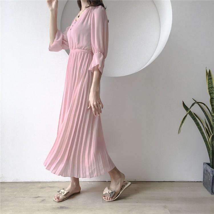 ワンピース レディース ロングワンピース シフォンワンピース プリーツ