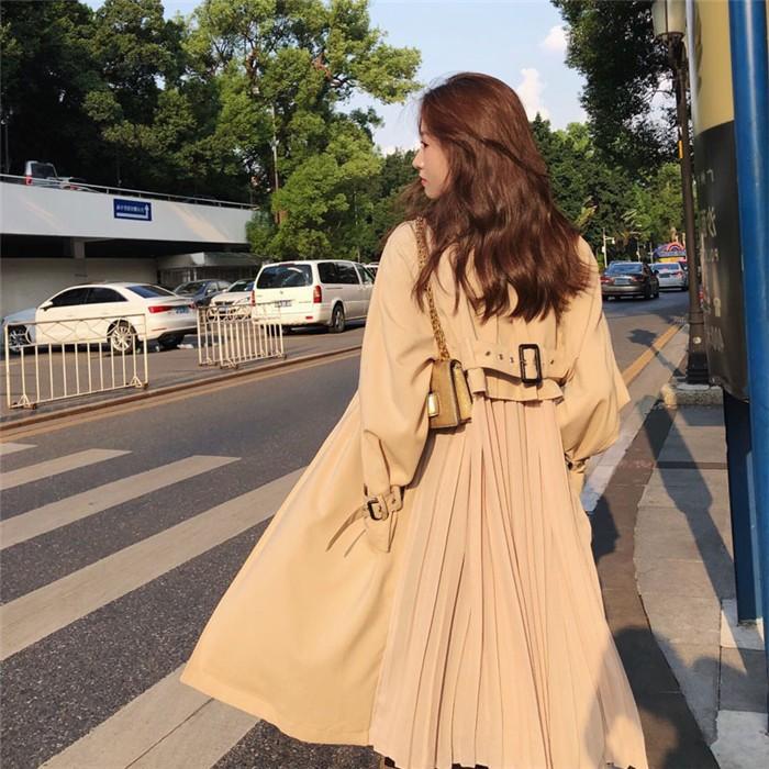 トレンチコート レディース スプリングコート ロング 定番 春コート ロングコート トレンチ プリーツ 大人 カジュアル おしゃれ アウター 春服 春物 30代 40代 Xj Bg 0079 Youdear 通販 Yahoo ショッピング