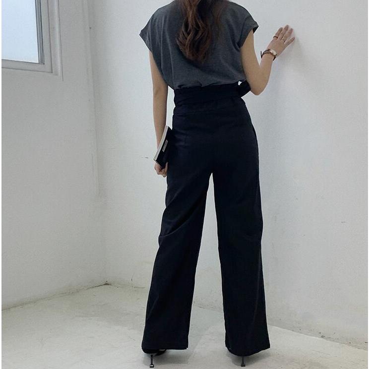 ワイドパンツ レディース 夏 春 ロング丈 ガウチョ 綿麻混 ハイ