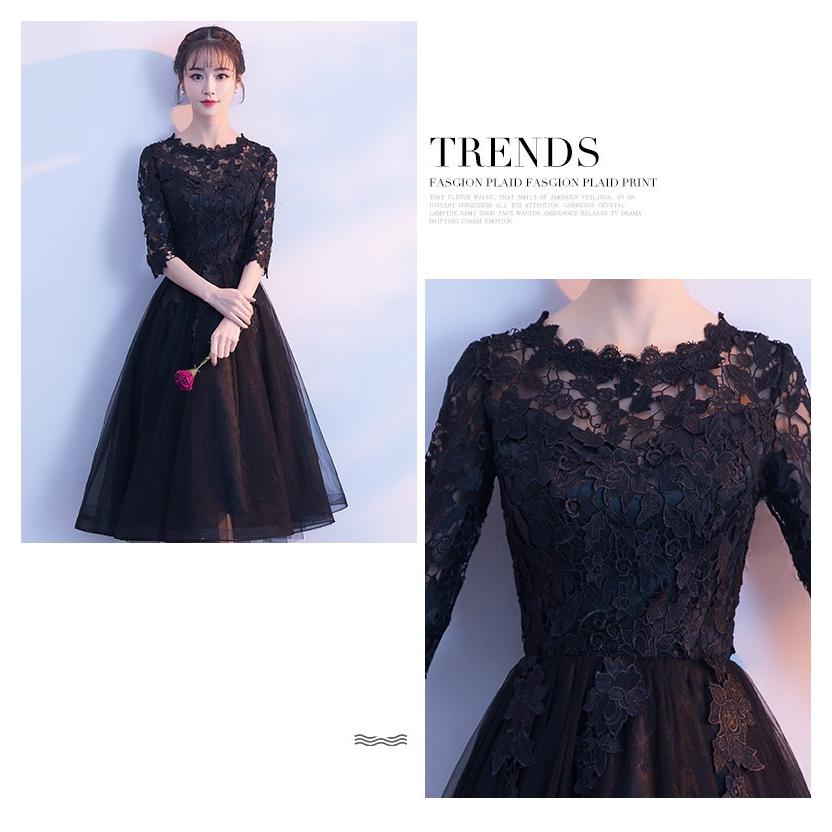 パーティードレス 結婚式 袖あり ウエディング ミモレ丈 ワンピース