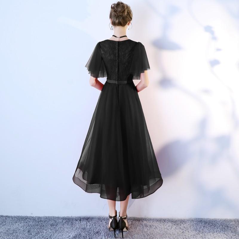 パーティードレス 結婚式 ワンピース ドレス 袖あり ミモレ丈 レース