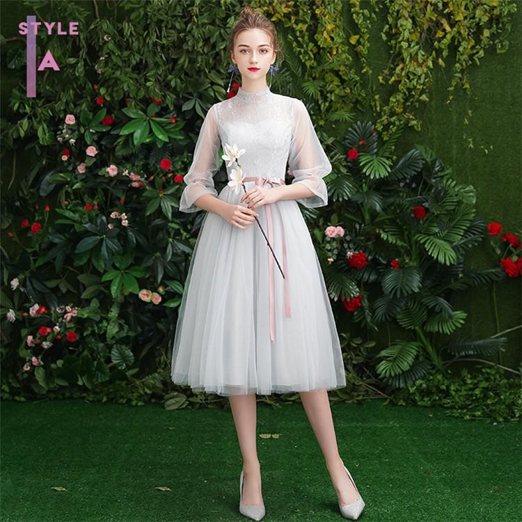 パーティードレス ミモレ丈 ドレス 4タイプ 20代 30代 結婚式 二次会