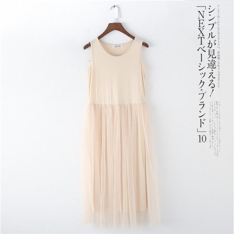 新品未使用◆ヌキテパ◆刺繍入りキャミワンピース ロングワンピース◆ベージュ ロングワンピース レディース インナー チュールワンピ タンクトップ