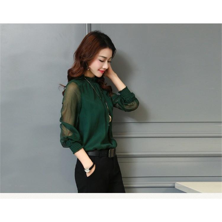 【新品・未使用】リムアーク ブラウス　シャツ　トップス　プリーツ　フレア　長袖 シャツ ブラウス レディース 長袖 トップス とろみシャツ シャツ