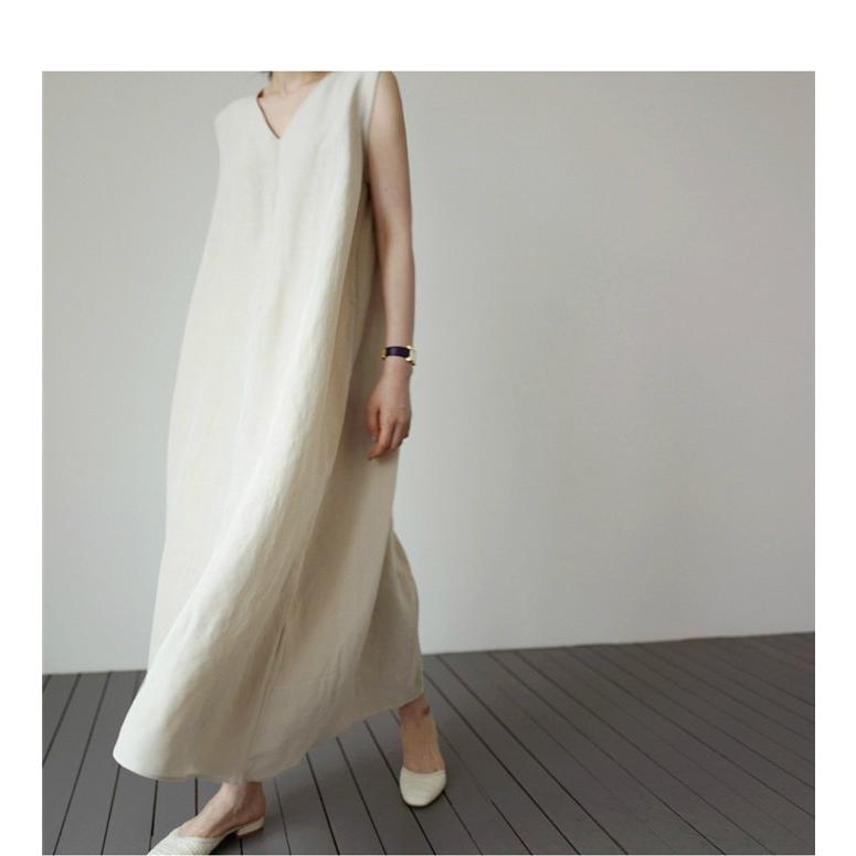 ワンピース レディース ロングワンピース きれいめ 無地 ロング丈 綿麻混 Vネック おしゃれ 着痩せ Ol 通勤 大きいサイズ コーデ 夏 袖なし 代 30代 40代 Zj Bh 0013 Youdear 通販 Yahoo ショッピング