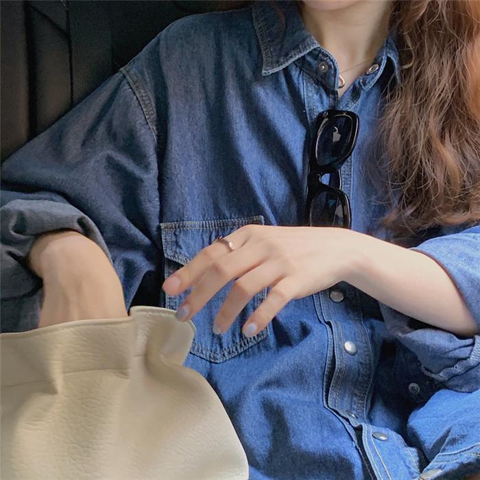 デニムシャツワンピース レディース シャツワンピ 羽織り ロング デニム シャツ ボタン 前開 長袖 体型カバー 無地 ゆったり シンプル Zp 046 Youdear 通販 Yahoo ショッピング