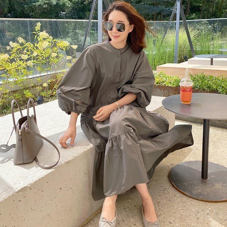 在庫一掃 シャツワンピース レディース 40代 キレイめ マキシ丈ワンピース 春夏 長袖ワンピース 綿麻混 Zp Cg 124 Youdear 通販 Yahoo ショッピング